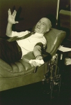 Robert Heinlein giving Star Trek Vulcan salute as he donates blood - print res CMYK jpg